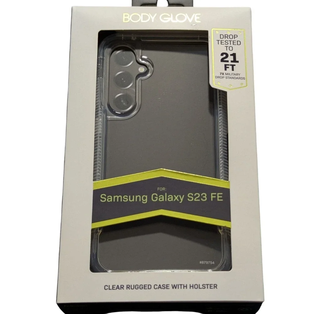 E3. Body Glove Clear Rugged Case and Holster for Samsung Galaxy S23 FE - Clear